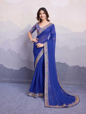 Blue Color Georgette Saree