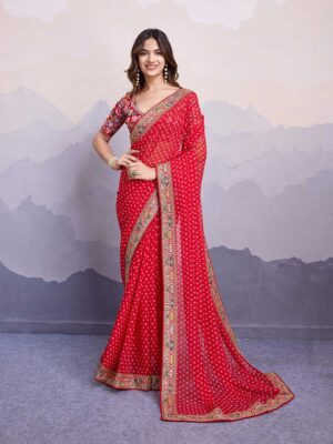 Red Color Georgette Saree