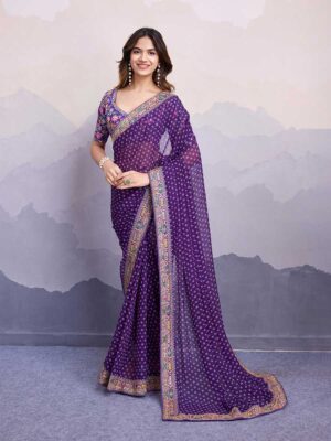 Purple Color Georgette Saree