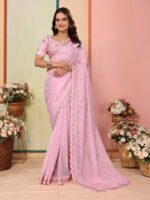 Pink Color Organza Saree