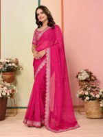 Pink Color Organza Saree