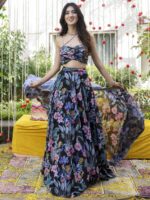 Black Color Faux Georgette Lehenga Choli