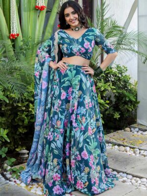 Rama Color Faux Georgette Lehenga Choli