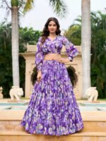 Purple Color Faux Georgette Lehenga Choli