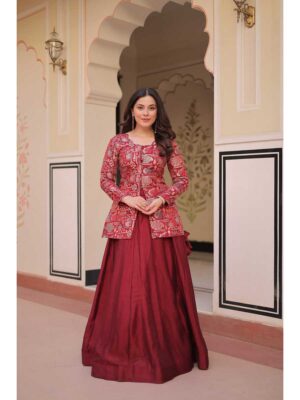 Maroon Color Simmer Vichitra Lehenga Choli