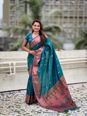 Sea Green Color Soft Silk Saree