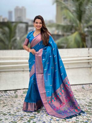 Sky Blue Color Soft Silk Saree