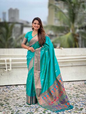 Rama Color Soft Silk Saree
