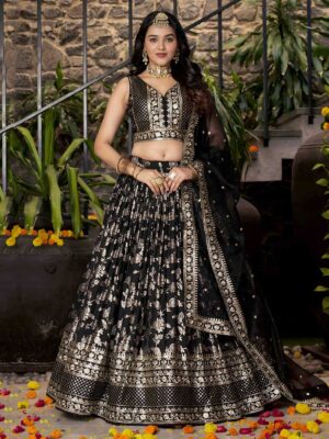 Black Color Dola Silk Lehenga Choli