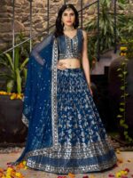 Dove Blue Color Dola Silk Lehenga Choli