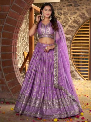 Lavender Color Dola Silk Lehenga Choli
