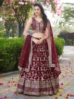 Maroon Color Dola Silk Lehenga Choli