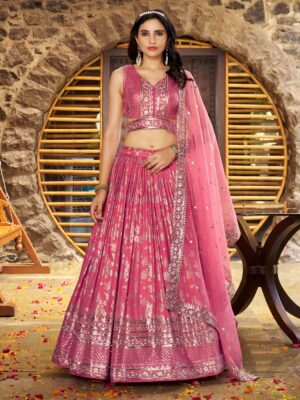 Peach Color Dola Silk Lehenga Choli