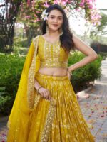 Yellow Color Dola Silk Lehenga Choli