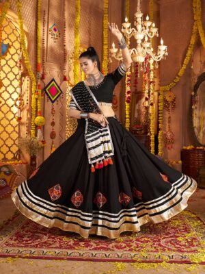 Black Color Viscose Rayon Lehenga Choli