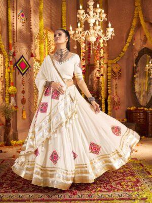 Off White Color Viscose Rayon Lehenga Choli