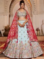 Sky Blue Color Tissue Lehenga Choli