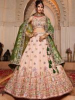 Peach Color Tissue Lehenga Choli