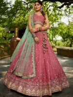 Pink Color Tissue Lehenga Choli