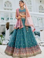 Teal   Color Tissue Lehenga Choli