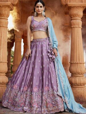 Lavender Color Georgette Lehenga Choli