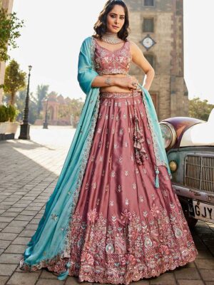 Pink Color Georgette Lehenga Choli