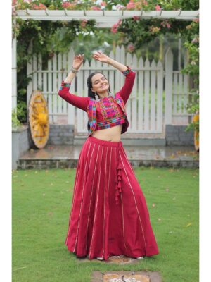 Maroon Color Roman Silk Lehenga Choli