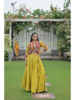 Parrot Green Color Roman Silk Lehenga Choli