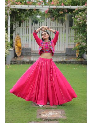 Pink Color Roman Silk Lehenga Choli