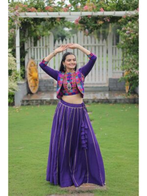 Purple Color Roman Silk Lehenga Choli