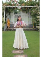 Off White Color Roman Silk Lehenga Choli