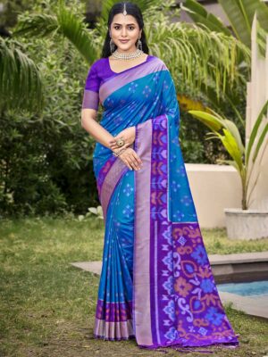 Blue Color Pochampalli Silk Saree