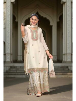 Off White Color Readymade Salwar Suit