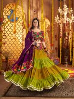 Green Color Viscose Cotton Lehenga Choli
