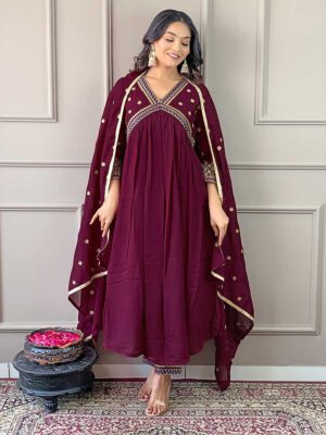 Wine Color Readymade Salwar Suit