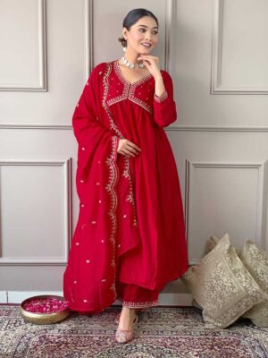 Red Color Readymade Salwar Suit