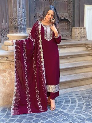 Wine Color Readymade Salwar Suit