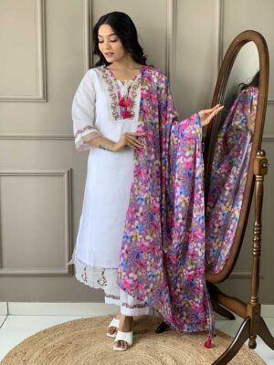 Off White Color Readymade Salwar Suit