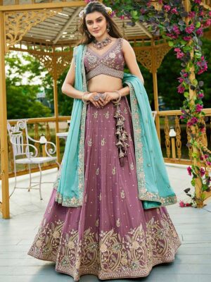 Rosegold Color Chiffon Lehenga Choli