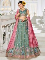 Sea Green Color Tissue Lehenga Choli