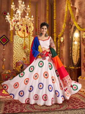 White Color Viscose Cotton Lehenga Choli