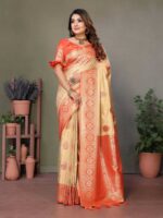 Orange Color Viscose Silk Saree