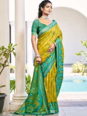 Mahendi Color Pochampalli Silk Saree