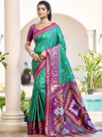 Rama Green Color Pochampalli Silk Saree