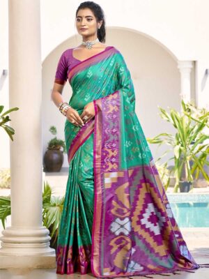 Rama Green Color Pochampalli Silk Saree