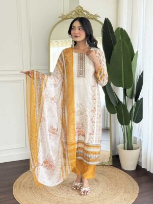 Off White Color Readymade Salwar Suit