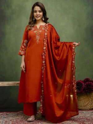 Rust Color Readymade Salwar Suit