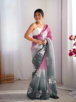 Wine/Green Color Crunchy Crush Saree