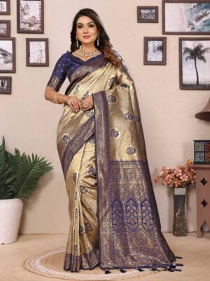Blue Color Banarasi Tissue Silk Saree