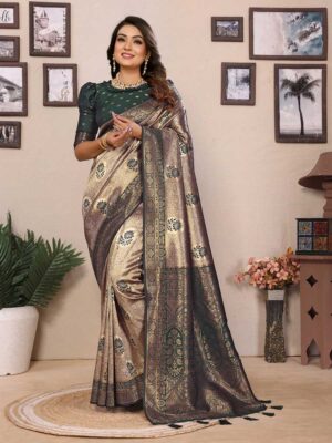 Green Color Banarasi Tissue Silk Saree